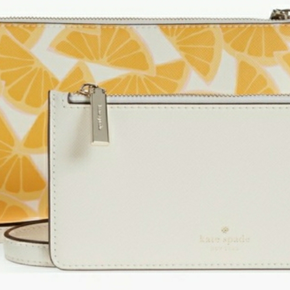 Kate Spade Sadie Citrus Wedge Print Bag and Wristlet Set w/ Crossbody NWT! - Picture 4 of 14